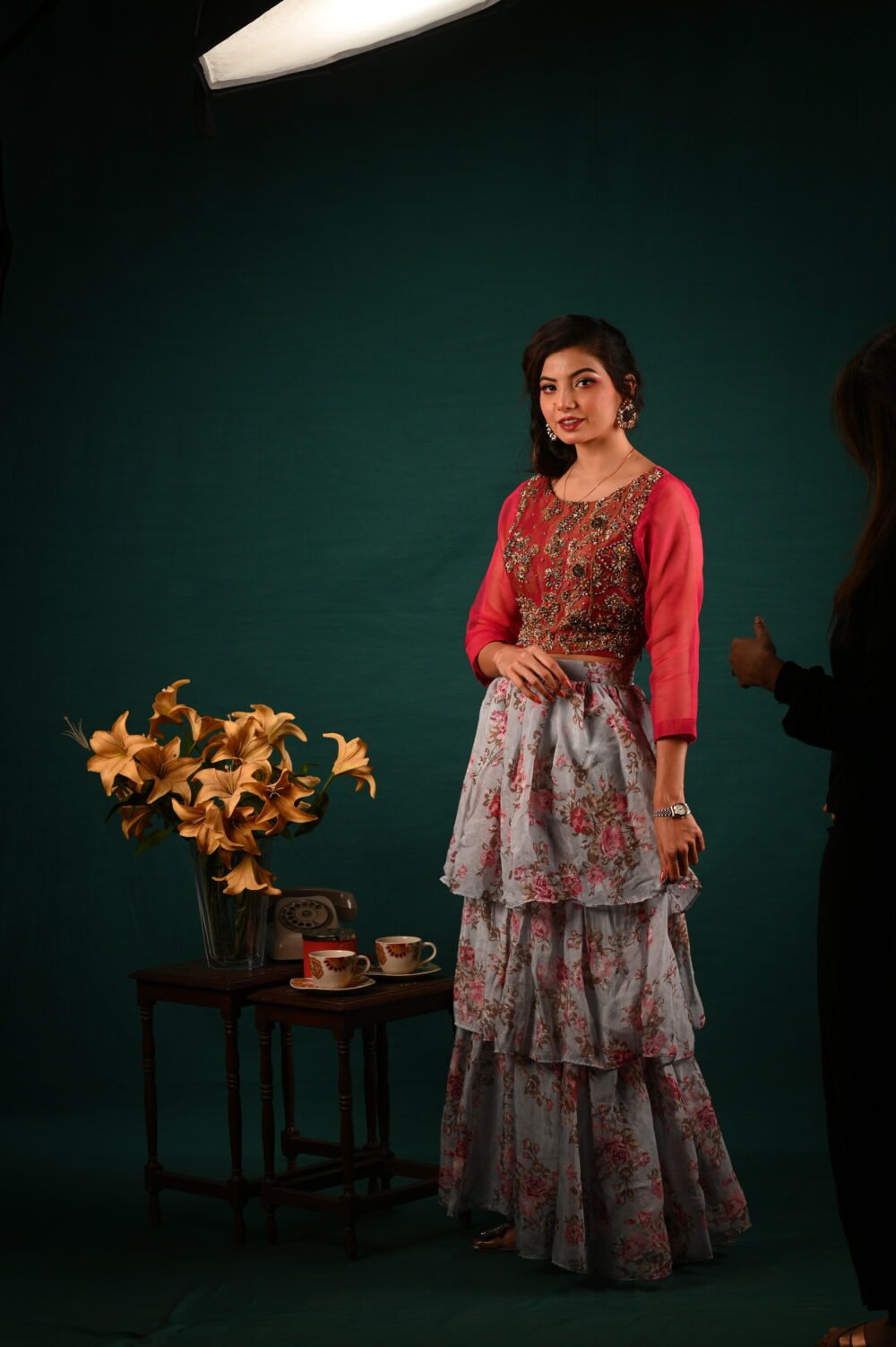 Blossom Reverie – Embellished Top and Floral Skirt Set - Image 8