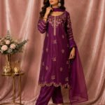 Crimson Radiance - Embroidered Burgundy
